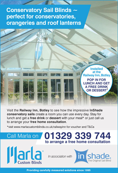 marla conservatory sail blinds - Railway Inn offer